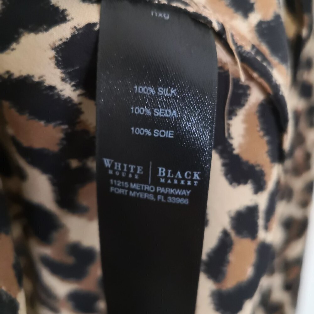 WHBM 100% Silk Leopard Print Button Down Shirt Size 2 - Picture 5 of 6